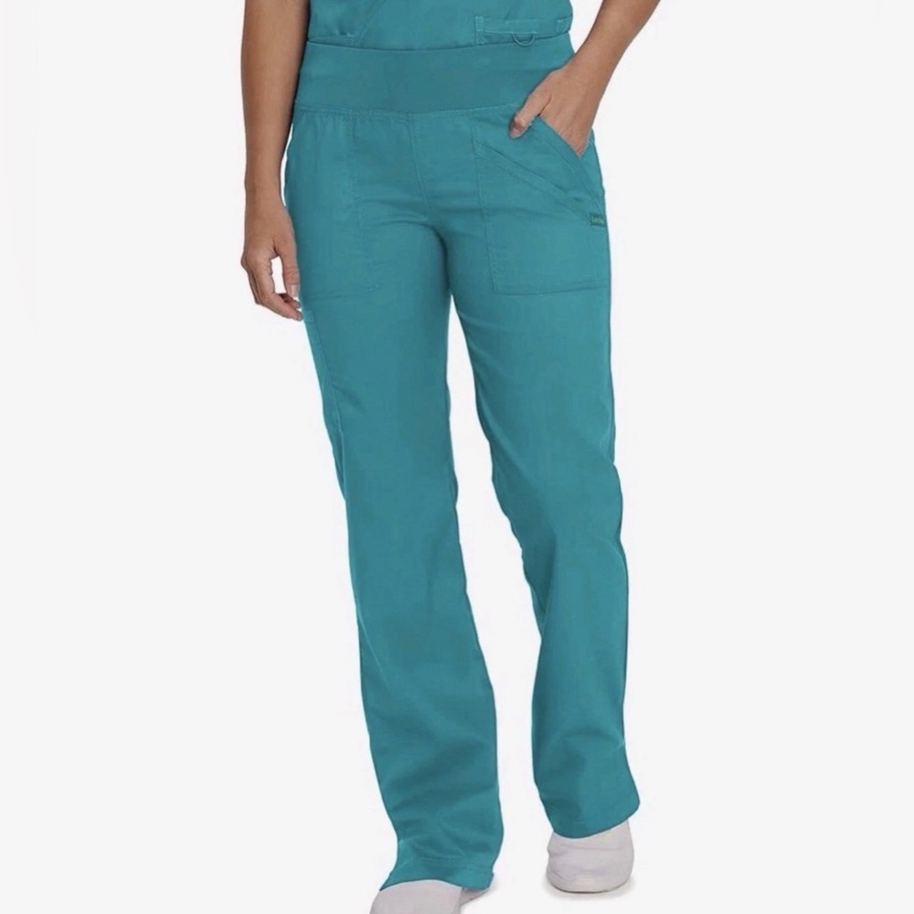 Landau Proflex Modern Fit Comfort Stretch Scrub Pants Teal 4-Pocket Petite Sz S